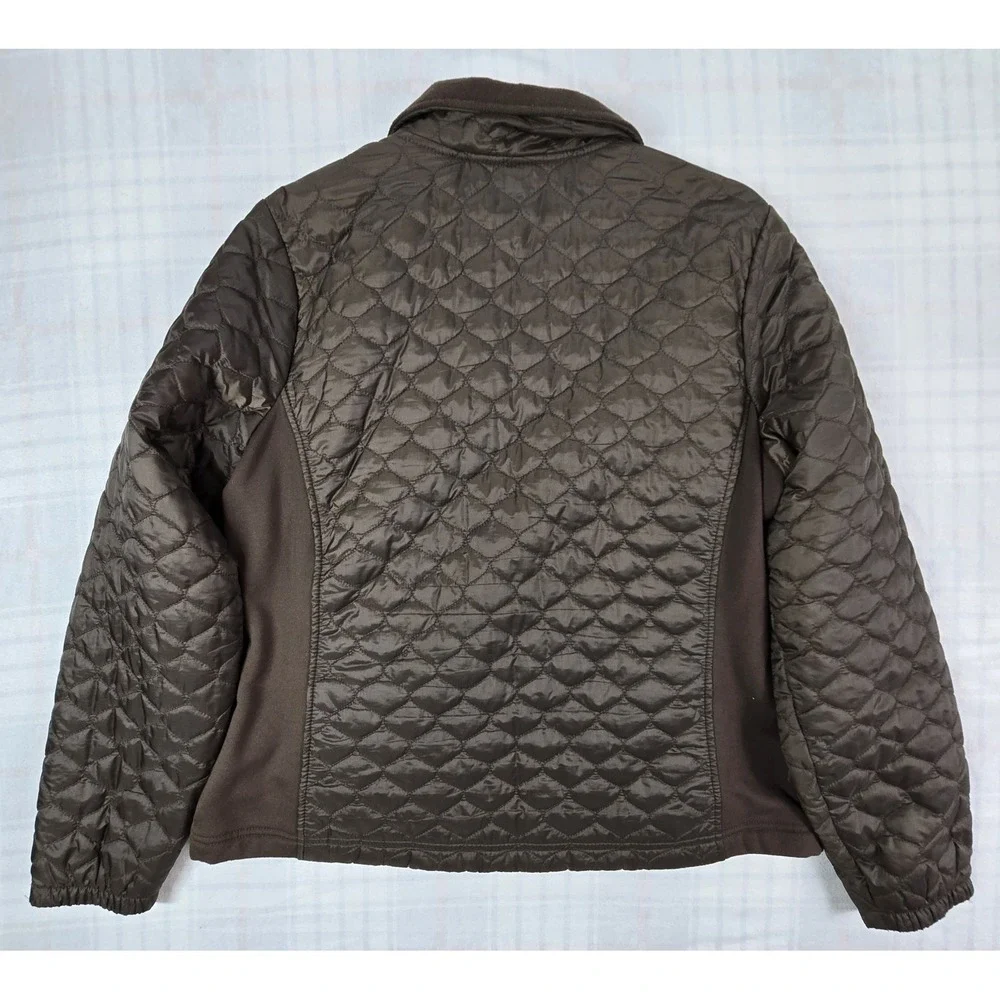 L.L. Bean Womens Quilted Thinsulate Jacket Stretch Side Panels Brown XL